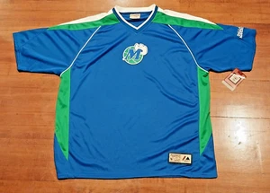 Dallas Mavericks Throwback Hardwood Classics Majestic New Tags Blue Green Shirt - Picture 1 of 8