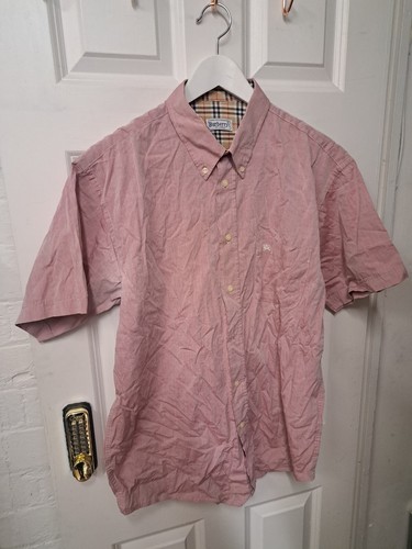 Camicia vintage Burberry rosa media manica corta Londra Burberrys retrò Inghilterra