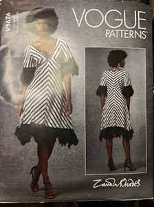 Vogue V1676 ZANDRA RHODES Bias Cut Dress w Deep V-Neck, Flounce Sz 14-22 - Picture 1 of 2