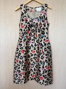 Kate Spade Bette Seidenmischung Leopardenmuster Kleid Damen Größe 4 Schleife Cocktail - Bild 1 von 13