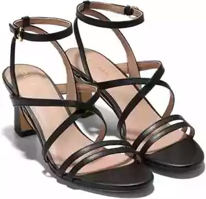 COLE HAAN ADDIE STRAPPY SANDALS HEELS Women's Size 7.5 B  BLACK  NEW IN BOX - Picture 1 of 9