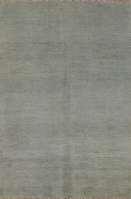 Trendy Gabbeh Solid Grey Wool Modern Accent Rug Contemporary Rug 3x4 ft - Image 1 of 4