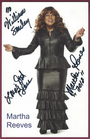 Martha Reeves, Motown Singer, Signed & Inscribed 5 1.2" x 8" Color Photo, COA Cover
