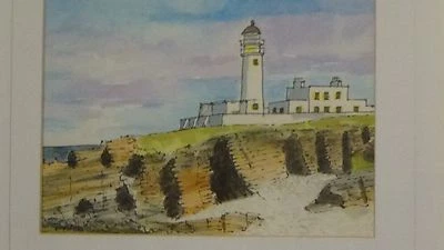 Pen Ink Drawing of Rubha Reidh Lighthouse, Gairloch, Scotland by Tony Thorogood - Image 1 of 4