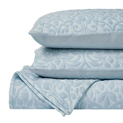 Cobertor de pergaminho floral Vineyard mistura de algodão peso médio tecido matelasse - Imagem 1 de 2