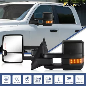 Tow Mirrors For 09-18 Dodge Ram 1500 10-18 2500 3500 Power Heated Temp Sensor - Picture 1 of 9