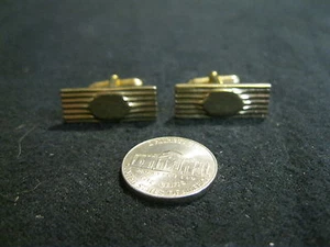 Gold Plated Rectangle Side Groove Raised Circle Cufflinks Anson              CD9 - Picture 1 of 4