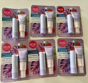 EOS Natural Shea Lip Balm Raspberry Kiwi Splash 6 Packs Total 12 Pieces - Picture 1 of 2