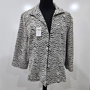 Travelers Collection Chicos Zebra Print Oversized Jacket Cottage Workwear Size 3 - Picture 1 of 13