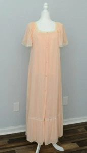 Gossard Artemis Gown S Robe small Peignoir Full Sweep night sleep peach pink VTG - Picture 1 of 9