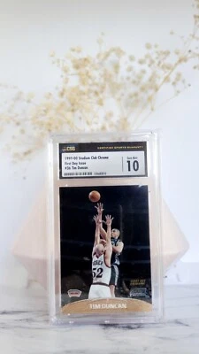 1999-00 Topps Stadium Club Chrome Tim Duncan SP /100 First Day Issue CSG 10 Gem! - Image 1 of 2