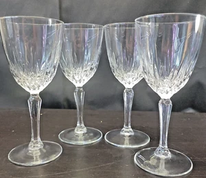 Set of 4 (7"tall) Luminarc Diamont Durand Wine/Water/Goblet six sided stemware - Picture 1 of 20