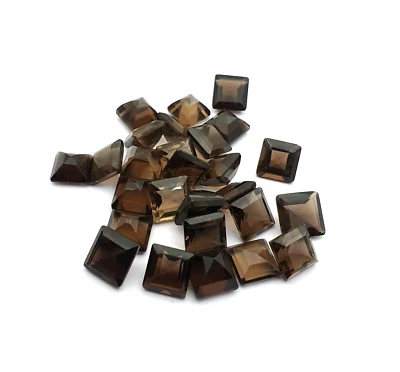 Natural Smoky Quartz Square Cut Loose Gemstone Lot 27 Pcs 8 MM 66 CT - Image 1 of 4