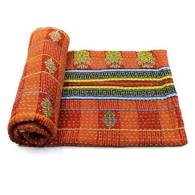 Vintage Kantha Quilt Indian Handmade Cotton Bedspread Art Decor Blanket Throw g - Image 1 of 4