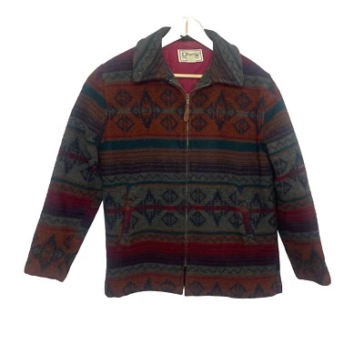 Chaqueta De Colección LL Bean Chore Para Hombre S Mezcla de Lana Cremallera Completa Suroeste Azteca Granero Tareas Foto 1 de 4