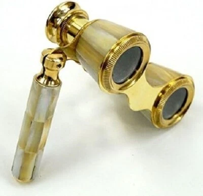 Nautical Opera Glasses Binocular Mother of Pearl Vintage Brass Opera Binoculars - Image 1 of 3