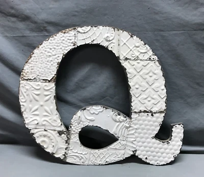 Декоративный спасательный оловянный потолок 16 дюймов лоскутное одеяло белый металл винтажный буква Q 1791-24B - Изображение 1 из 4