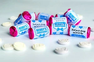 Personalised Mini Love Hearts Sweets for Baby Baptism Christening - Boy - Picture 1 of 3