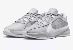 Men's Nike Zoom Freak 5 TB Shoes Wolf Grey White - Picture 1 of 6