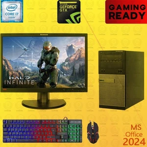 Dell Windows 11 Gaming Desktop Computer GTX 1050Ti Core i7 32GB 1TB SSD 24" LCD - Picture 1 of 6
