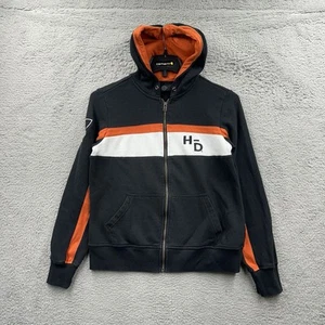 Harley-Davidson Women's Black Rally Stripe Zip Front Hoodie Size Medium - Picture 1 of 8