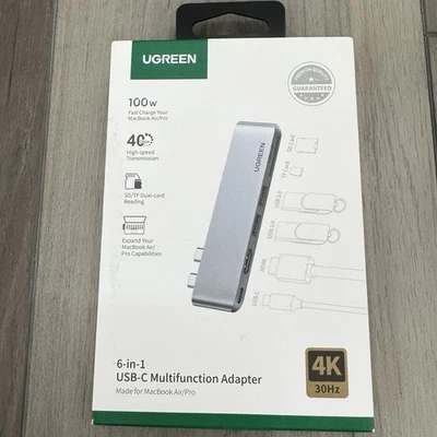 Adaptador multifuncional 6 em 1 USB-C leitor de cartão UGREEN para MacBook Air/Pro prata - Imagem 1 de 4