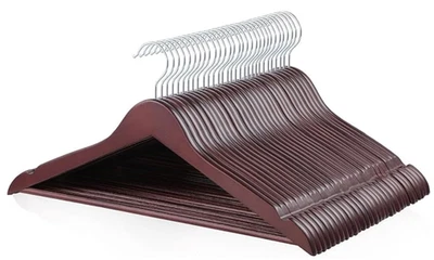 Amazon Basics Durable Wooden SUIT Clothes Hangers - Cherry, 30-Pack - Image 1 of 4