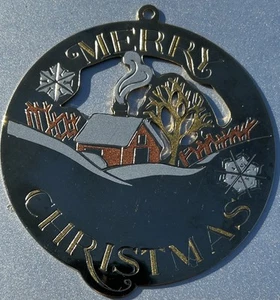 Vintage 1986 “Merry Christmas” Silver Toned Christmas Ornament by Gloria Duchin - Picture 1 of 5