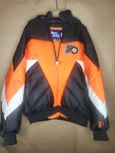 Chaqueta acolchada vintage Philadelphia Flyers años 90 jugador profesional NHL hockey media cremallera - Imagen 1 de 15