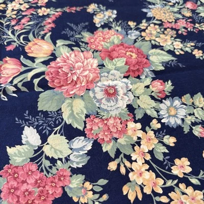 Joan Kessler Large Navy Floral Fabric Vintage 2 2/3 yd Concord - Image 1 of 4