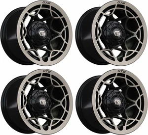 Set of 4 GTW Nexus 12x7 Bronze/Black Aluminum Golf Cart Wheel | 3:4 Offset | 4x4 - Picture 1 of 8