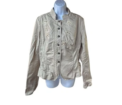 Chaqueta De Colección Georgiou Studio Bordada Algodón Boho Western Chic Talla 14 Foto 1 de 4