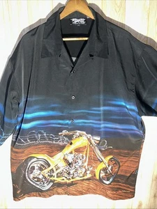 VTG Dragonfly Black Arlen Ness Motorcycles Vegas AOP Button Up Shirt 3XL XXXL - Picture 1 of 8