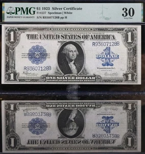 1923 $1 Silver Certificate - PMG 30 Fr 237 - Speelman / White ~ Large Size Note - Picture 1 of 5