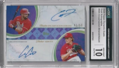 CGC 10 GEM MINT 10 - Abbott Encarnacion-Strand 2024 Topps Dynamic Duals Auto /50 - Image 1 of 2