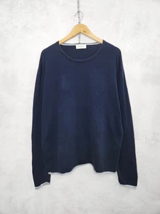 Yves Saint Laurent big logo thight knit sweater navy cotton size XL - Picture 1 of 9