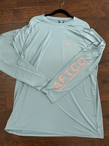 AFTCO Aftech Mens Blue Long Sleeve Performance Shirt UPF Fishing Outdoor XXL - Picture 1 of 8