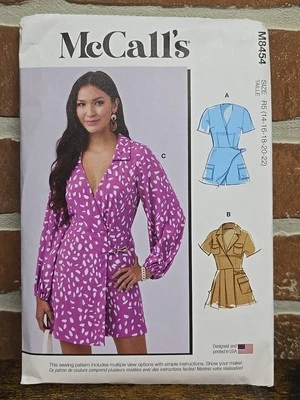 McCall's Sewing Pattern 8454 Romper Misses Sz 14 16  18 20 22  Womens Wrap Dress - Image 1 of 4