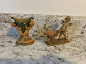 Pair of Vintage Fontanini Cherubs Figurines No#  187 & 185 Depose Italy Spider - Picture 1 of 13