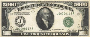 USA / K. C. Mo $5000 Series 1928 Facsimile Uncirculated Banknote ZD 3 - Picture 1 of 2