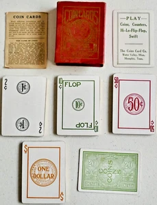 Antik Rarität 1925 Kartenspiel COIN CARDS CO Deluxe Ed. WATER VALLEY MS & MEMPHIS TN - Bild 1 von 21