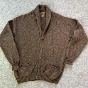 Eddie Bauer Sweater Mens XL Tall Brown Shawl Collar Wool Cardigan VTG USA made - Picture 1 of 11