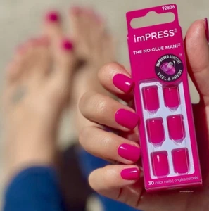 KISS IMPRESS PRESS ON FINGER & TOE NAILS ONE STEP MANICURE & PEDICURE ALL SMILES - Picture 1 of 6