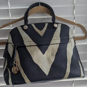 Furla Zebra Print Leather Piper Dome Satchel - Picture 1 of 17