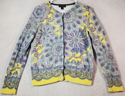 Lands' End Blouse Top Women Petite Small Multi Cotton Long Sleeve Button Front - Image 1 of 4