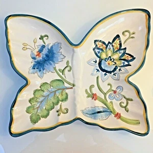 Arazzo Blu Farfalla Ceramica Blu Floreale/Piatto Piatto Blu RARO Bello! - Foto 1 di 7