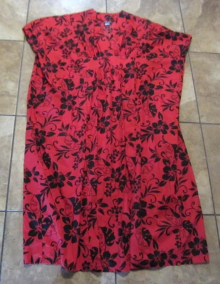 Maxi Vestido Vintage Tropical Eve Hawaii Caftán Mumu Talla Única Floral Rojo Negro Foto 1 de 4