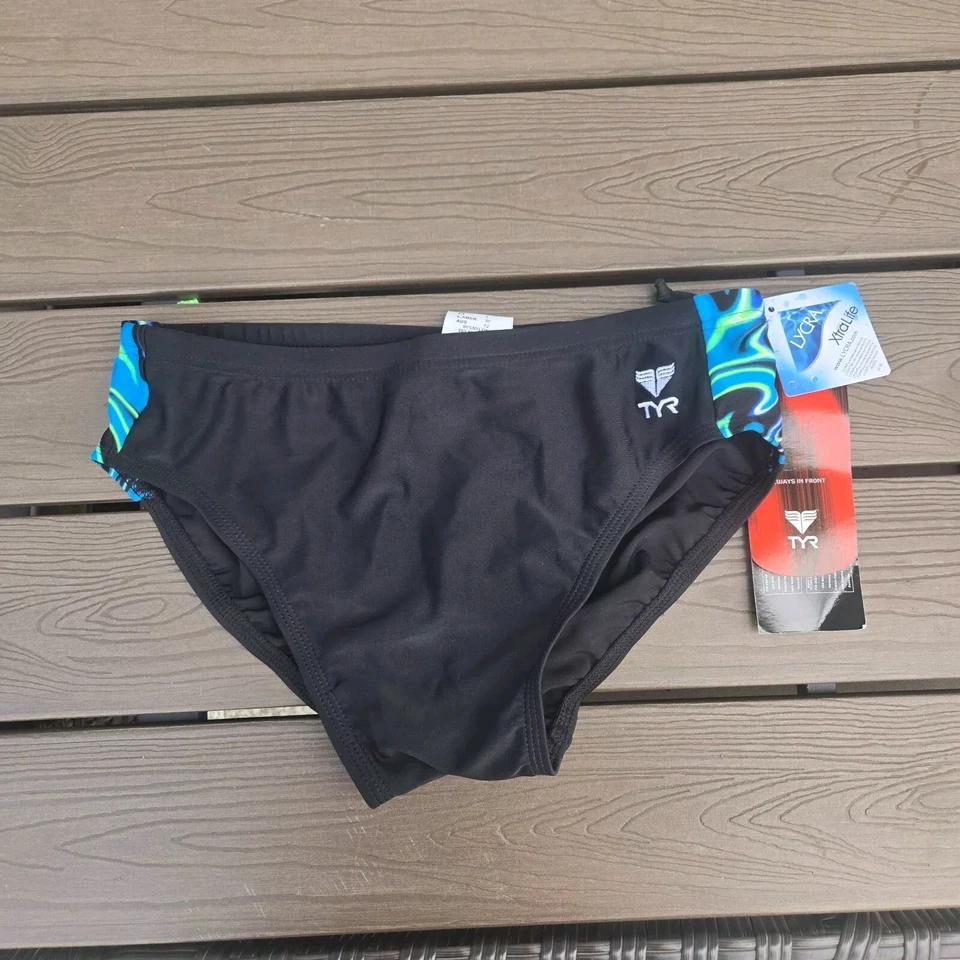 TYR Durafast Elite Lambent Blade Black/blue Splice Race Jammer Boy Sz 24