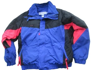 Columbia Gadzooks vtg 1980's neon ski jacket Radial Sleeves Blue Black sz L men - Picture 1 of 13