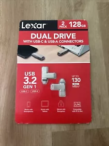 BRAND NEW!! Lexar DUAL DRIVE with USB-C & USB-A. 3.2 GEN 1 (128GB x 2 PACK) - Picture 1 of 1